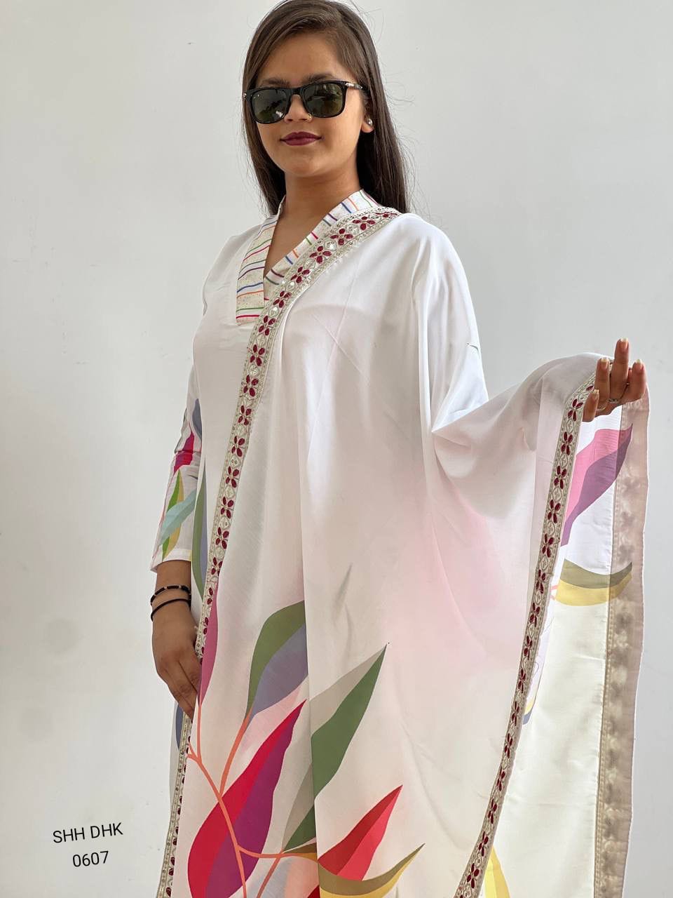 Pure White Multicolor Floral FANCY DESIGN WITH DIGITAL PRINTED TOP
